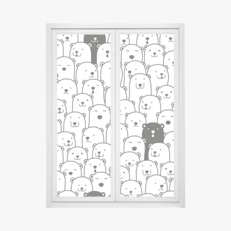 Pegatina para ventana patrón de osos minimalista en blanco y negro – Pixers®