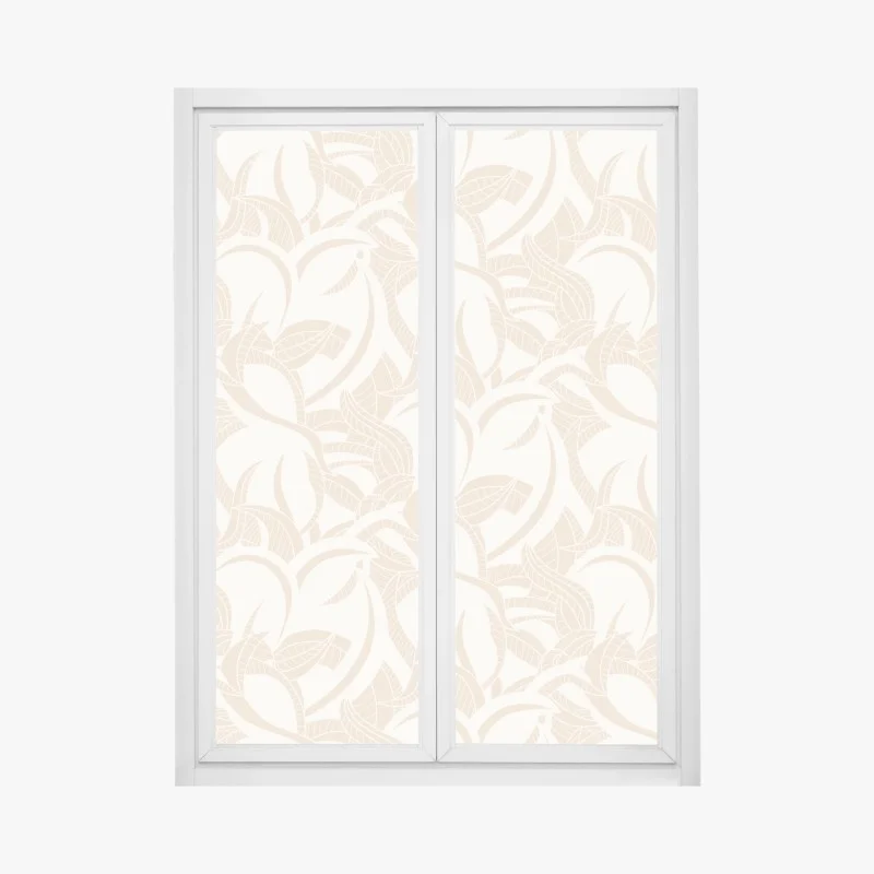 Pegatina para ventana estampado botánico beige de hojas entrelazadas