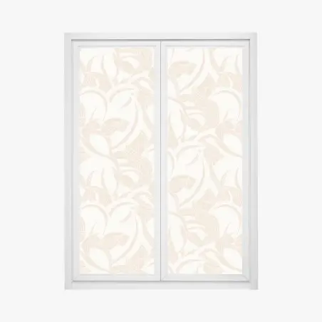 Pegatina para ventana estampado botánico beige de hojas entrelazadas – Pixers®