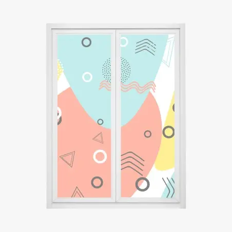 Pegatina para ventana mural abstracto geométrico estilo Memphis – Pixers®