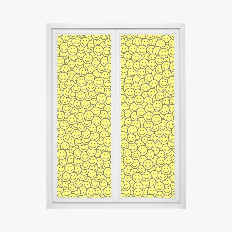 Pegatina para ventana patrón de caras sonrientes en amarillo