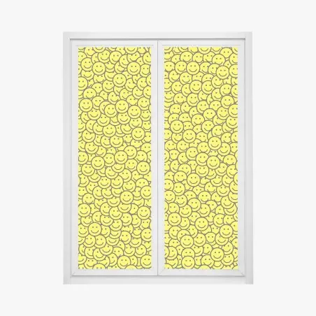 Pegatina para ventana patrón de caras sonrientes en amarillo – Pixers®