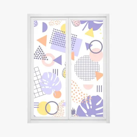 Pegatina para ventana diseño tropical geométrico en colores vibrantes – Pixers®