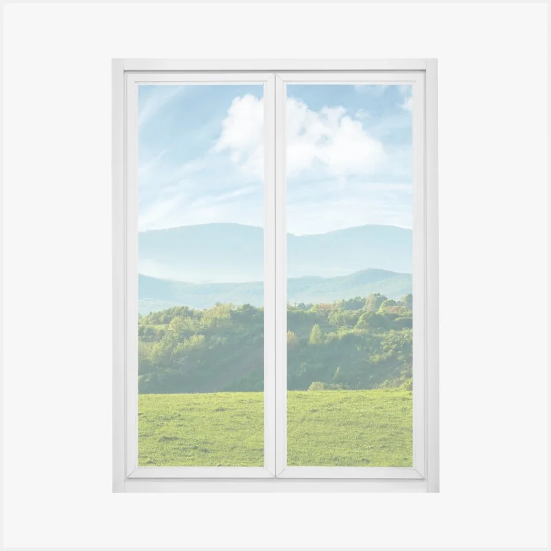 Pegatina para ventana panorama primaveral de Rumanía en tarde soleada