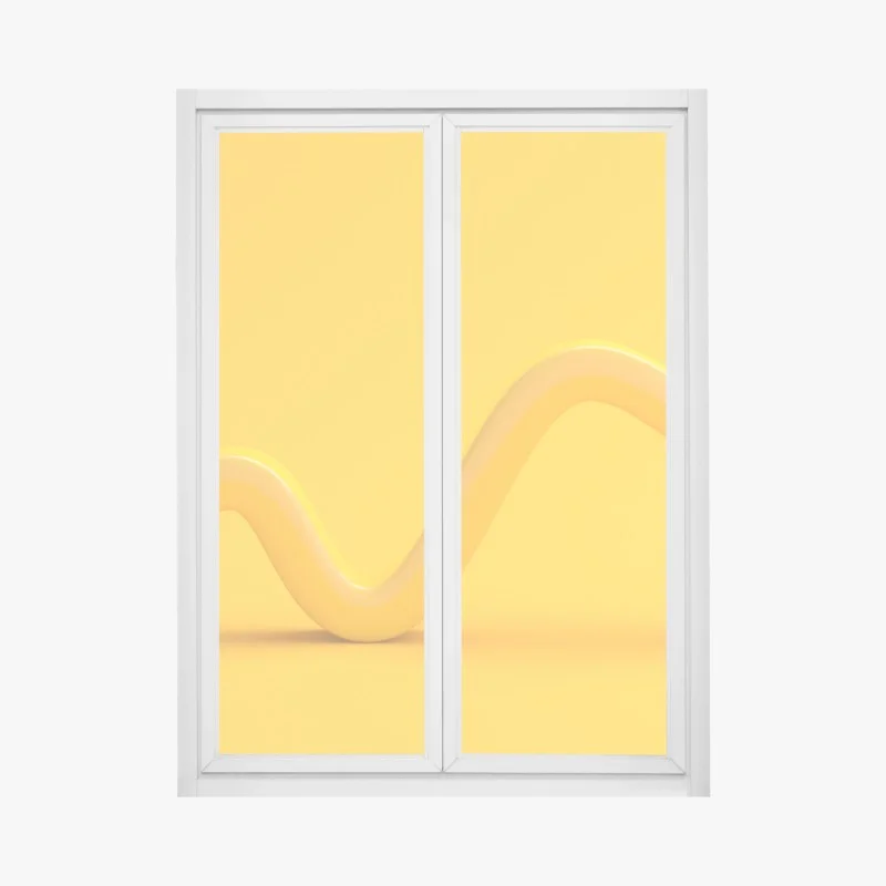 Pegatina para ventana onda amarilla minimalista sobre fondo brillante