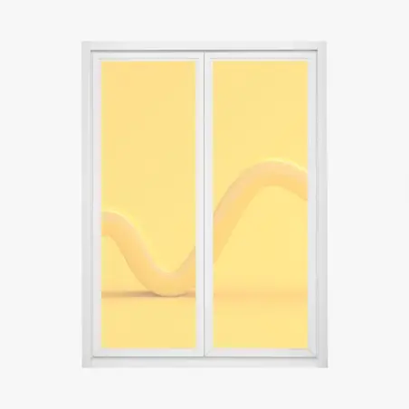 Pegatina para ventana onda amarilla minimalista sobre fondo brillante – Pixers®