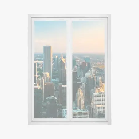 Pegatina para ventana puesta de sol sobre Chicago: horizonte urbano moderno – Pixers®