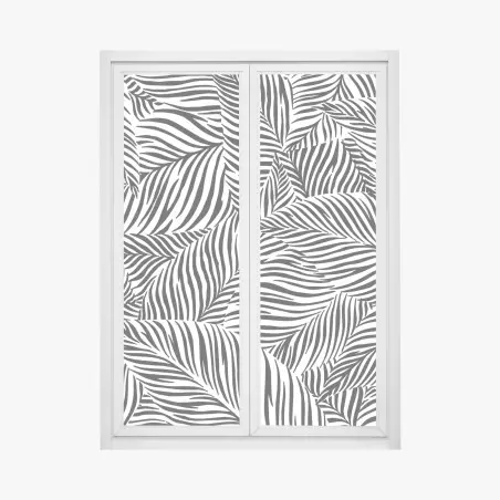 Pegatina para ventana patrón de hojas rayadas en blanco y negro – Pixers®