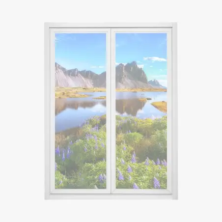 Pegatina para ventana lupinos junto a Vestrahorn en Stokksnes – Pixers®