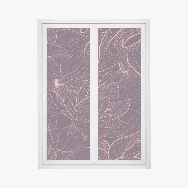 Pegatina para ventana arte mural floral de líneas finas
