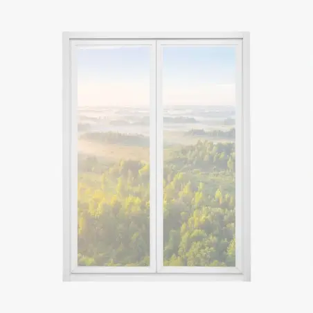 Pegatina para ventana amanecer brumoso en el humedal de Zvanets – Pixers®