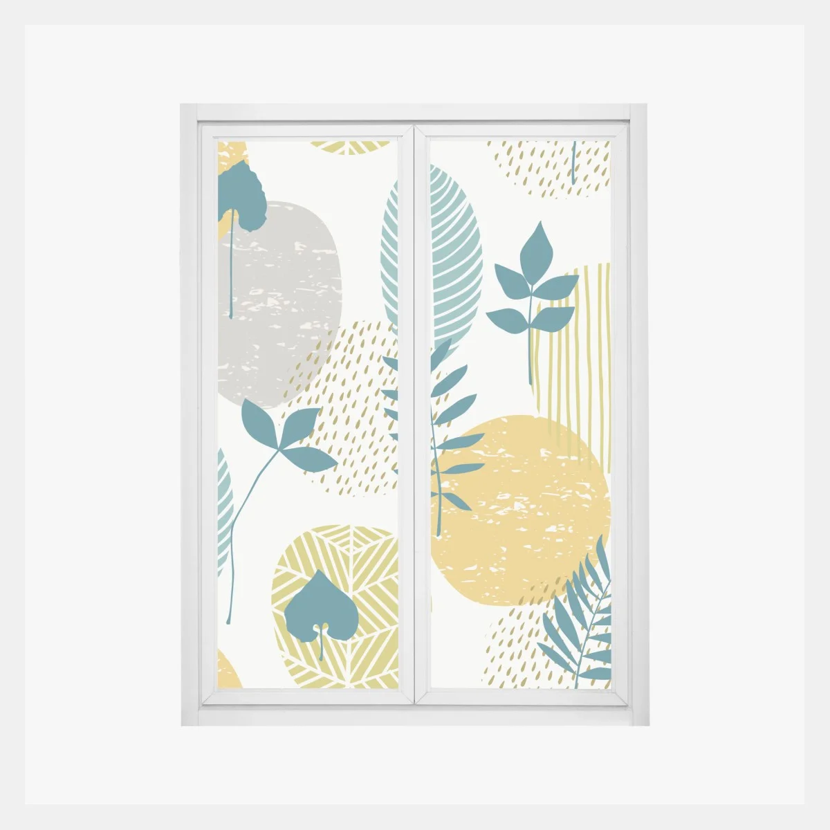 Pegatina para ventana patrón botánico moderno en tonos mostaza y verde azulado – Pixers® Pegatina para ventana patrón botánico moderno en tonos mostaza y verde azulado – Pixers®