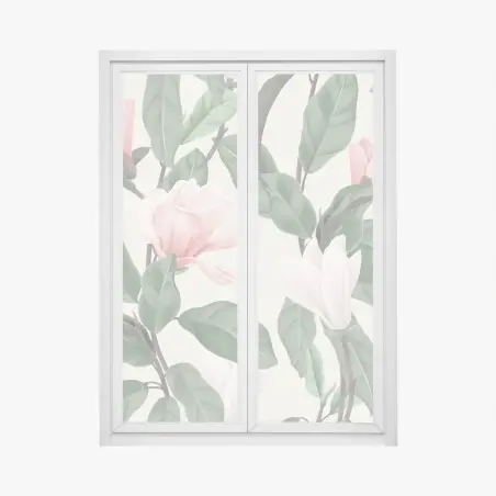 Pegatina para ventana patrón de magnolias en tonos pastel – Pixers®