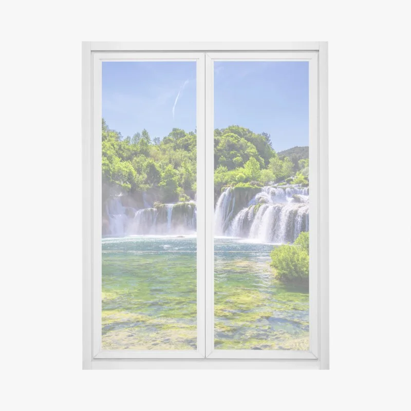 Pegatina para ventana paisaje de cascadas de Skradinski Buk en Krka, Croacia