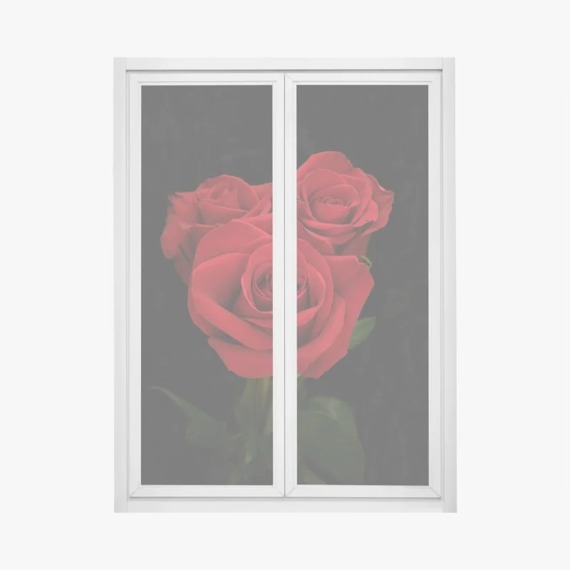 Pegatina para ventana rosas rojas sobre fondo negro