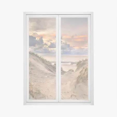 Pegatina para ventana puesta de sol sobre las dunas de Zeeland – Pixers®