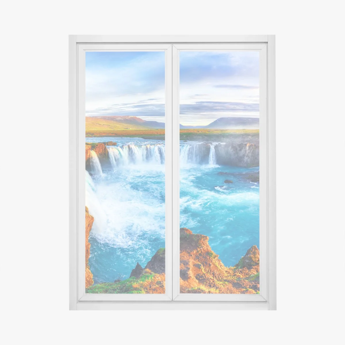 Pegatina para ventana amanecer en Godafoss: cascada mística de Islandia – Pixers® Pegatina para ventana amanecer en Godafoss: cascada mística de Islandia – Pixers®