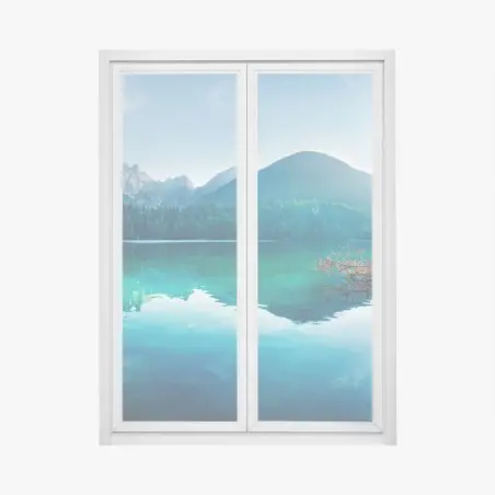Pegatina para ventana vistas serenas del lago de Fusine en Alpes Julianos – Pixers®