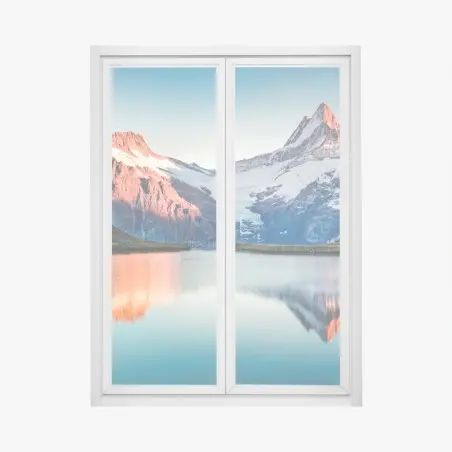 Pegatina para ventana puesta de sol sobre Bachalpsee, Suiza – Pixers®