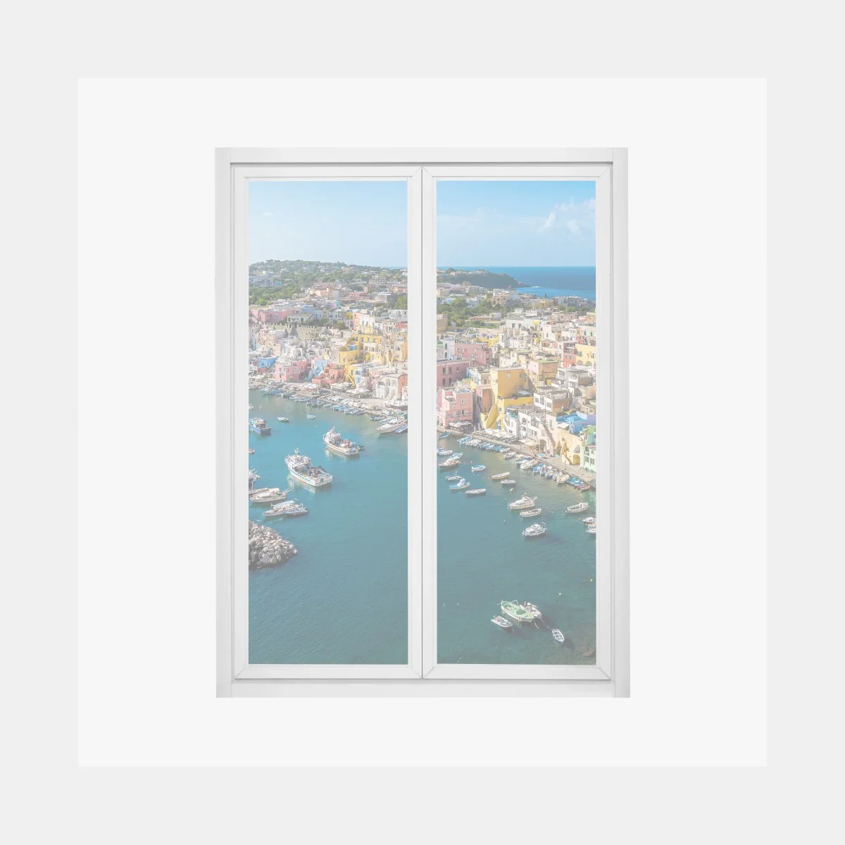 Pegatina para ventana panorámica de pueblo costero y puerto colorido – Pixers® Pegatina para ventana panorámica de pueblo costero y puerto colorido – Pixers®