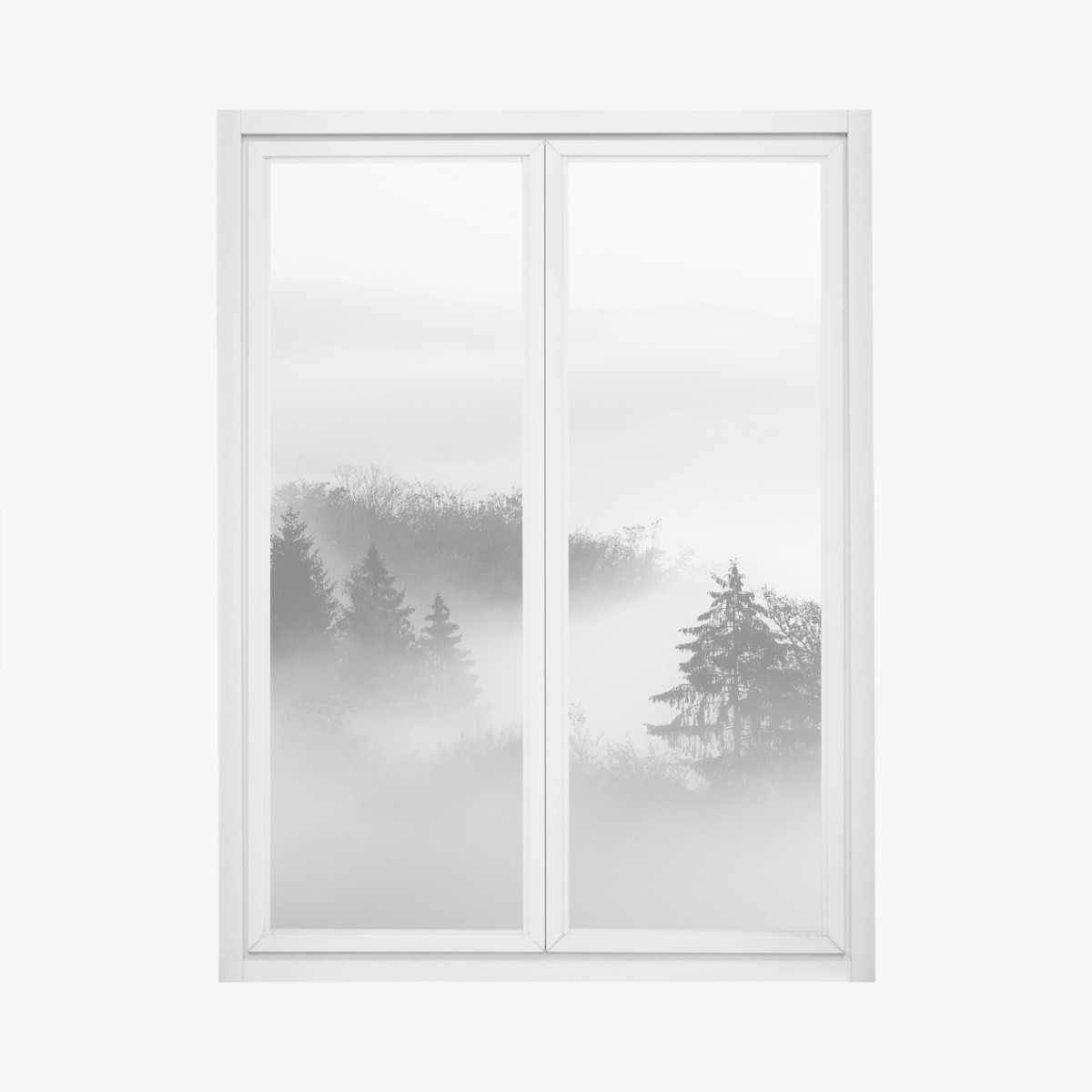 Pegatina para ventana silencio en el bosque entre nieblas – Pixers®