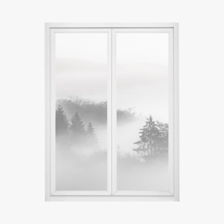 Pegatina para ventana silencio en el bosque entre nieblas – Pixers®