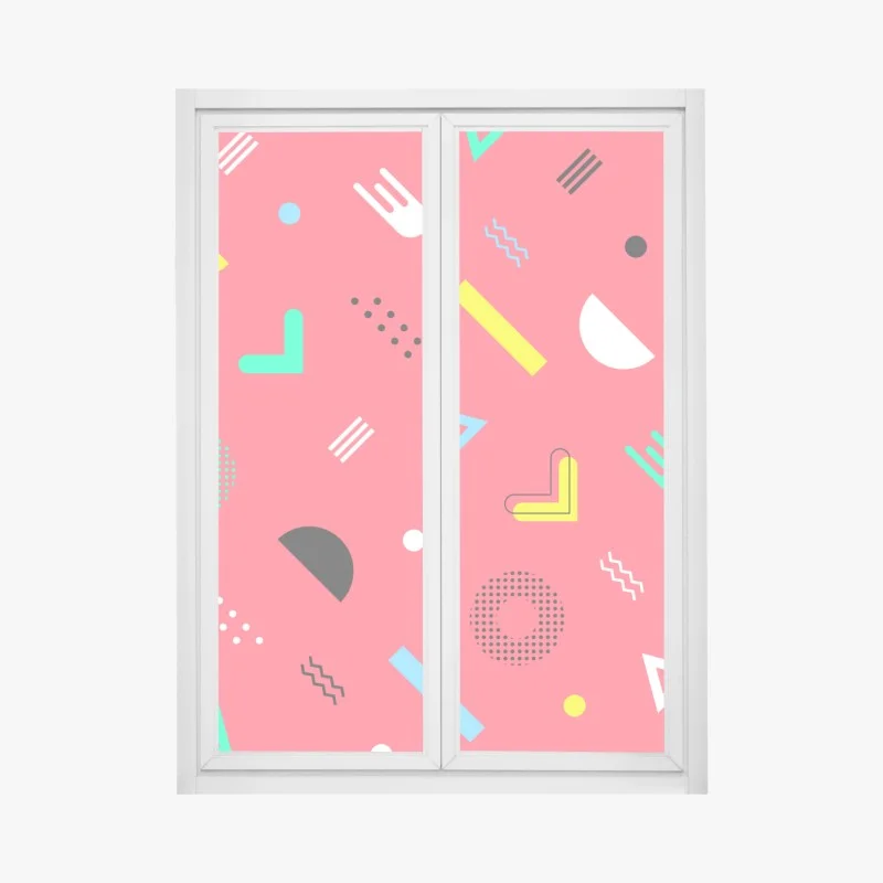 Pegatina para ventana diseño geométrico retro con formas coloridas