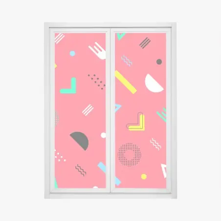Pegatina para ventana diseño geométrico retro con formas coloridas – Pixers®