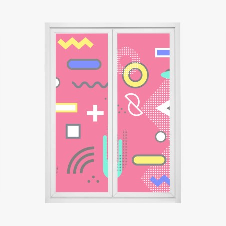 Pegatina para ventana diseño geométrico pop sobre fondo fucsia – Pixers®