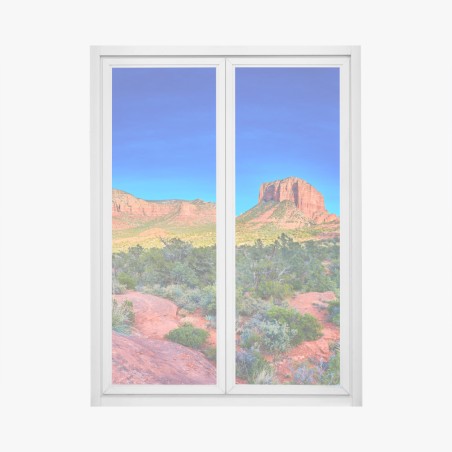 Pegatina para ventana panorama de Bell Rock y Courthouse Butte desde Yavapai Point, Arizona – Pixers®