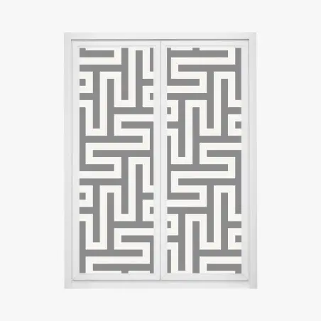 Pegatina para ventana patrón geométrico de laberinto en tonos crema y negro – Pixers®