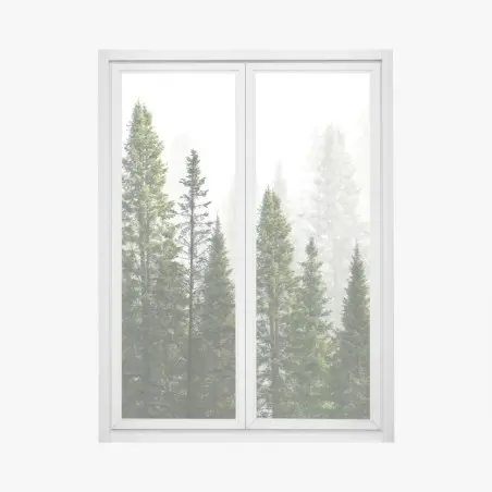 Pegatina para ventana bosque de abetos en niebla – Pixers®