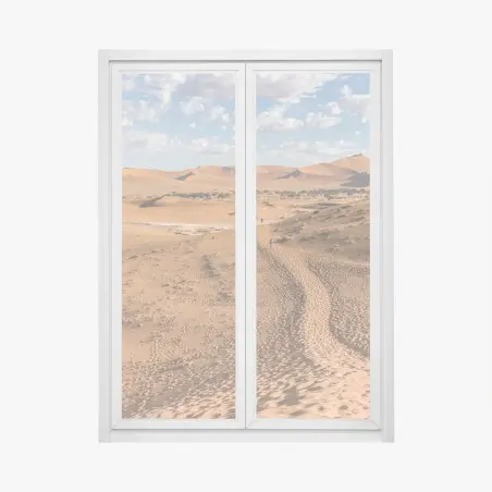 Pegatina para ventana ruta entre dunas bajo cielo azul – Pixers®