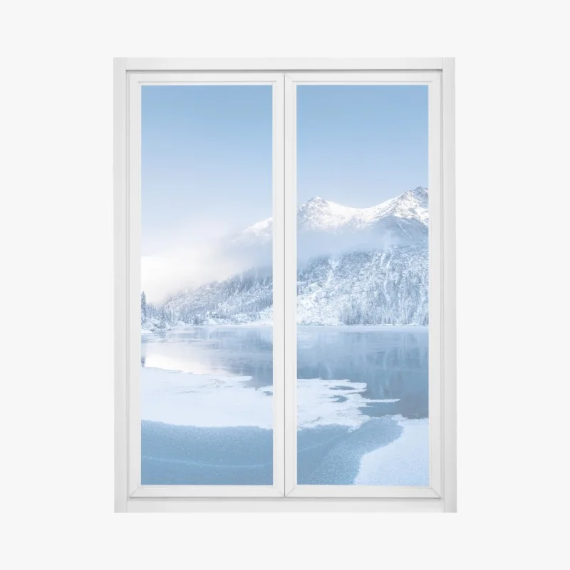 Pegatina para ventana serenidad invernal en los Alpes