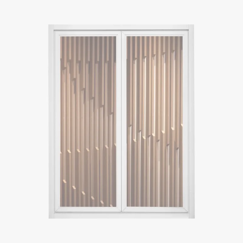 Pegatina para ventana pared de listones de madera con patrón geométrico