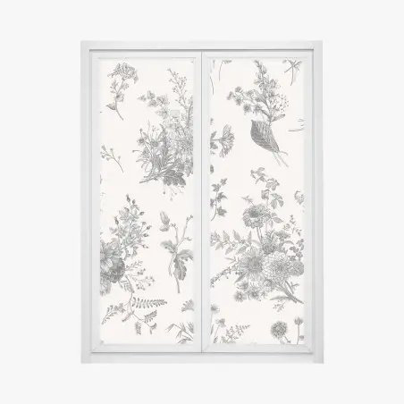 Pegatina para ventana motivo floral otoñal en blanco y negro – Pixers®