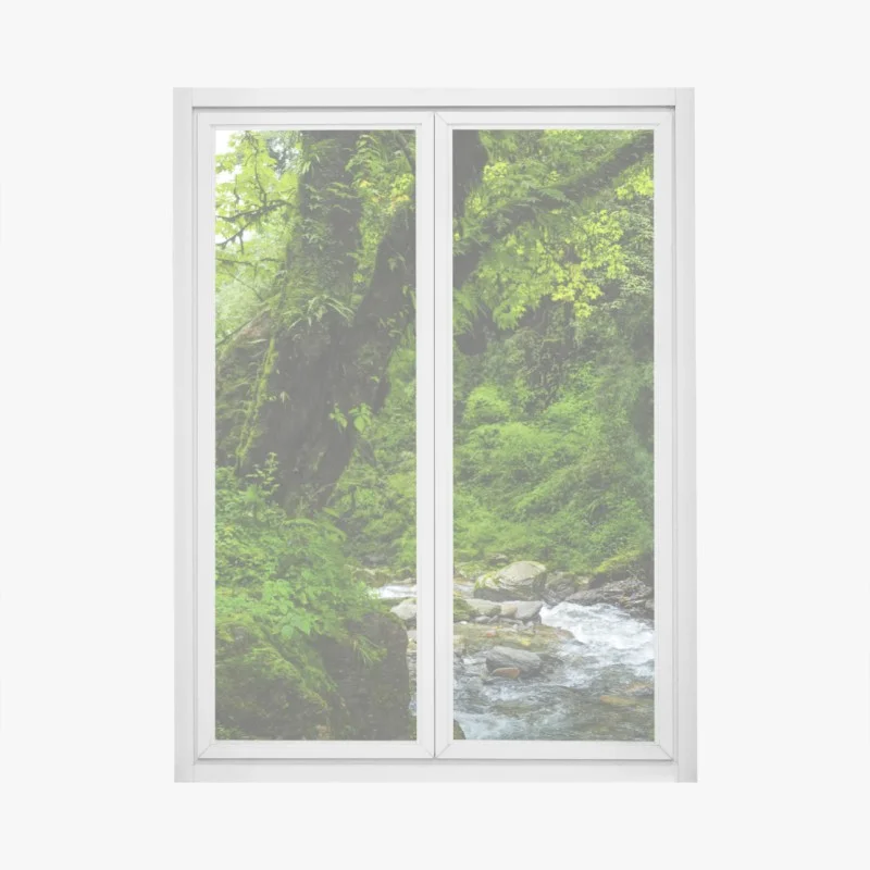 Pegatina para ventana cascada en bosque esmeralda