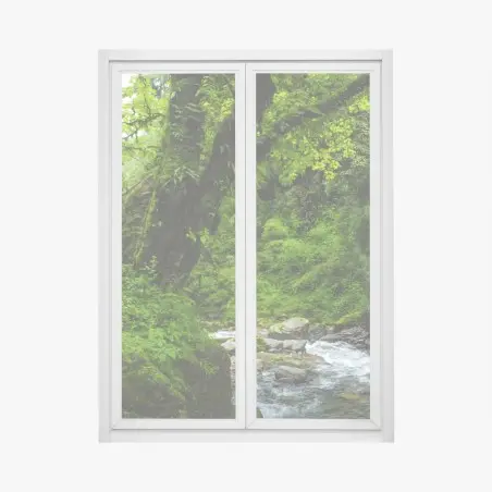 Pegatina para ventana cascada en bosque esmeralda – Pixers®