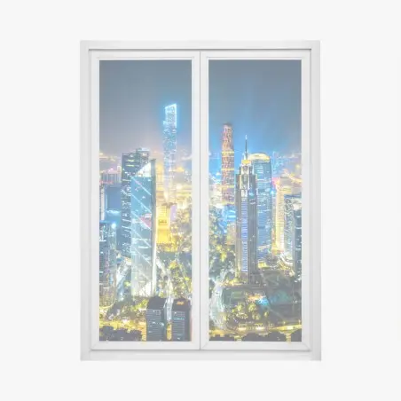Pegatina para ventana panorama nocturno del distrito financiero de Guangzhou – Pixers®