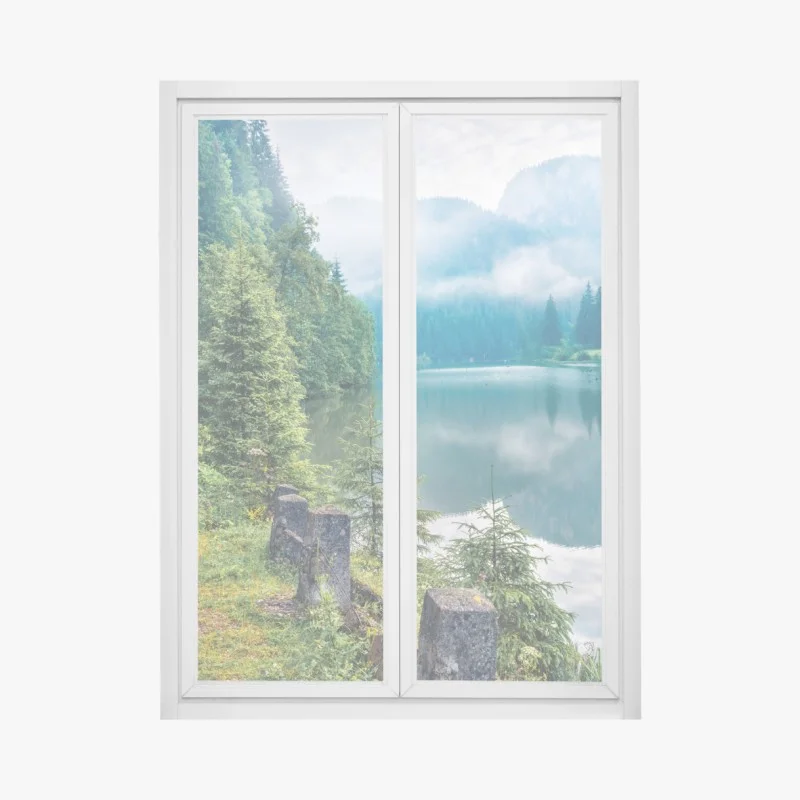 Pegatina para ventana amanecer brumoso en Lacu Rosu