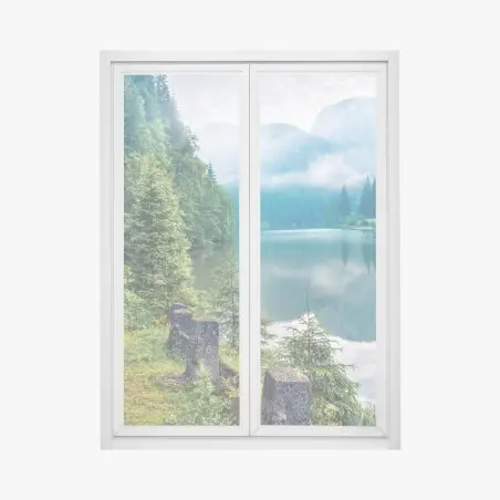Pegatina para ventana amanecer brumoso en Lacu Rosu – Pixers®