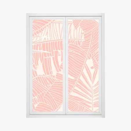 Pegatina para ventana diseño tropical de hojas en coral – Pixers®