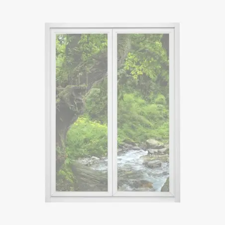 Pegatina para ventana arco natural en bosque verde junto al río – Pixers®