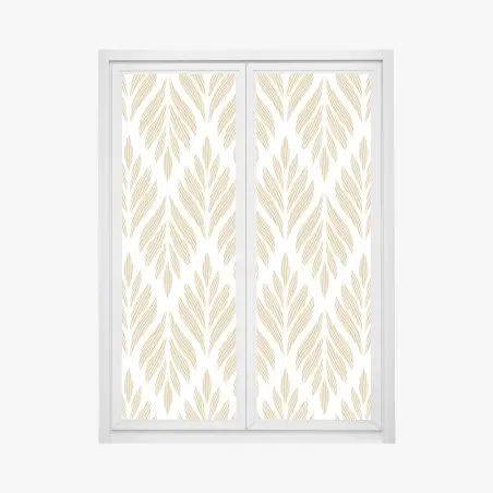 Pegatina para ventana motivo de hojas doradas sobre fondo blanco – Pixers®