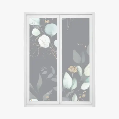 Pegatina para ventana hojas de eucalipto en acuarela sobre fondo oscuro – Pixers®