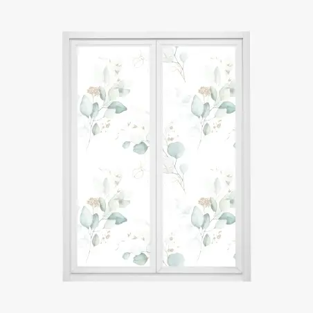 Pegatina para ventana ramo de eucalipto en acuarela con detalles dorados – Pixers®