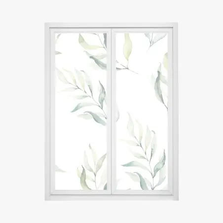 Pegatina para ventana diseño botánico de hojas en acuarela – Pixers®