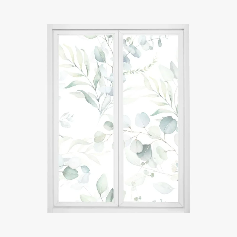 Pegatina para ventana ramaje de eucalipto en acuarela