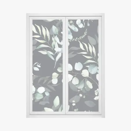 Pegatina para ventana jardín de eucalipto en acuarela sobre fondo oscuro – Pixers®