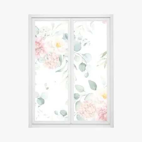 Pegatina para ventana sofisticado estampado floral en acuarela – Pixers®
